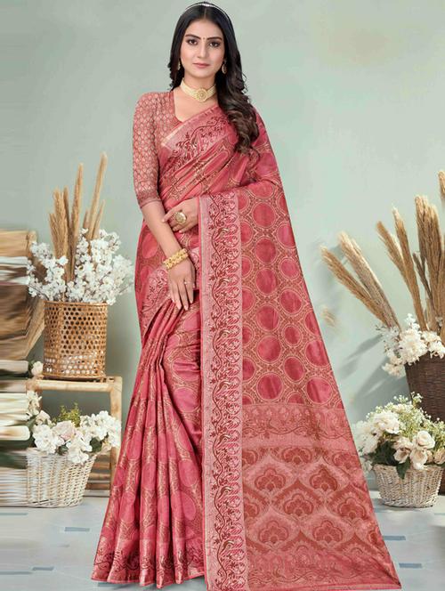 self design woven saree with blouse - 19495893 - Very Small Image - 1