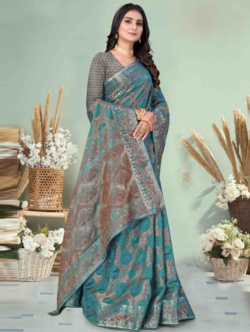 self design woven saree - 19495897 - Very Small Image - 1