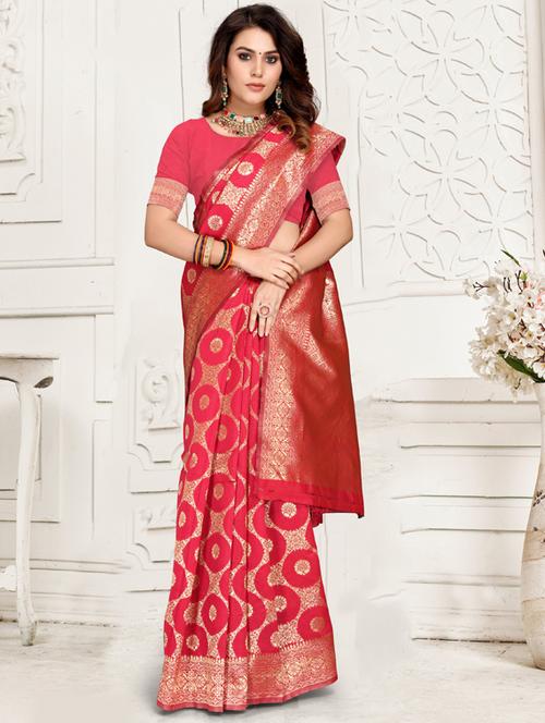 contrast bordered woven saree - 19495983 - Very Small Image - 1