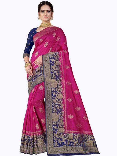 contrast bordered printed saree - 19496275 - Very Small Image - 1
