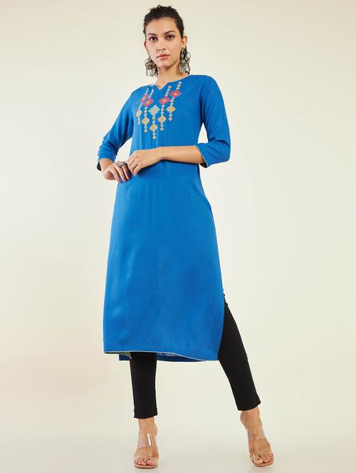 women's straight kurta - 19496384 - Very Small Image - 1