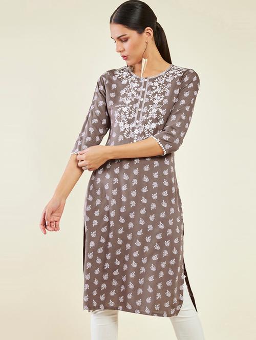 women's straight kurta - 19496479 - Very Small Image - 1