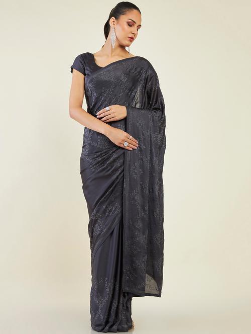 women's self design grey colored saree - 19496579 - Very Small Image - 1