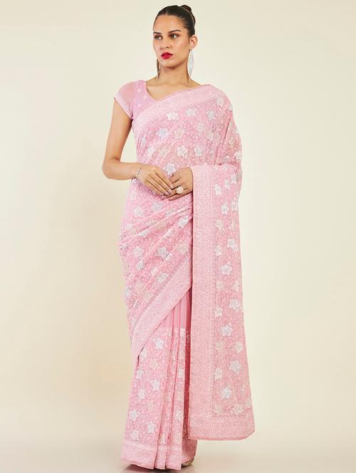 women's embroidered saree with blouse - 19496609 - Very Small Image - 1