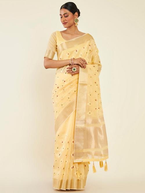 women's self design yellow colored saree - 19496621 - Very Small Image - 1