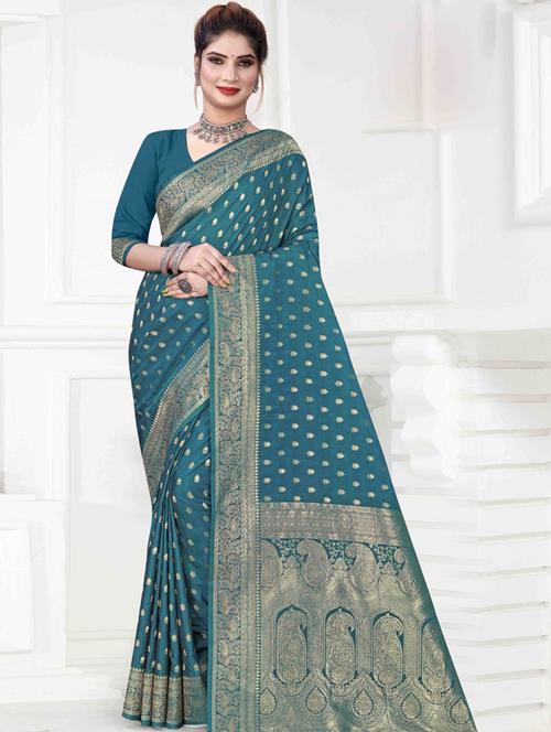 self design woven saree with blouse - 19496756 - Very Small Image - 1