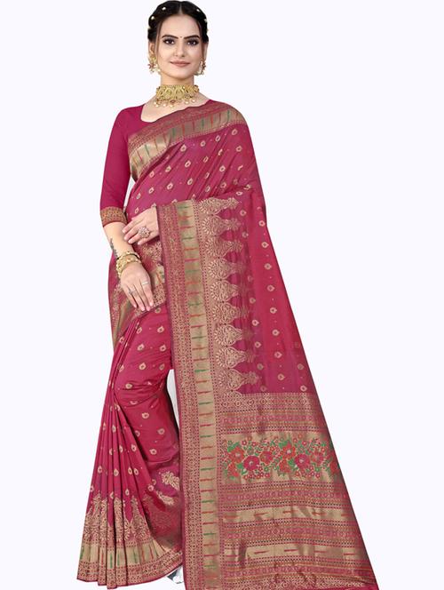 self design woven saree with blouse - 19496790 - Very Small Image - 1