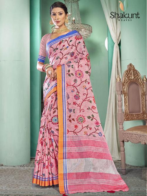 florals printed saree with blouse - 19496830 - Very Small Image - 1