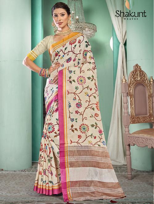 florals printed saree - 19496835 - Very Small Image - 1