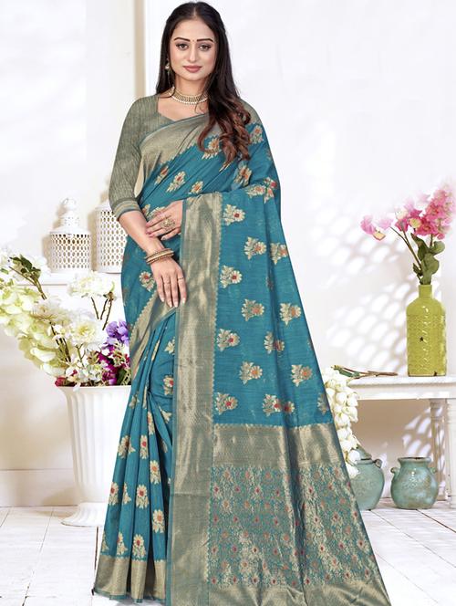florals printed saree - 19496837 - Very Small Image - 1