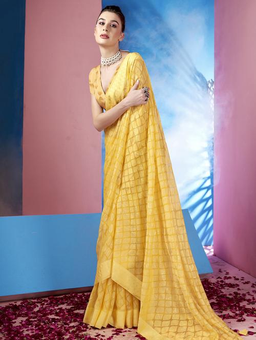 self design printed saree with blouse - 19496850 - Very Small Image - 1