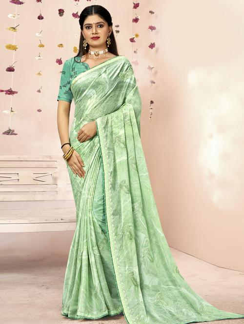 self design printed saree with blouse - 19496933 - Very Small Image - 1