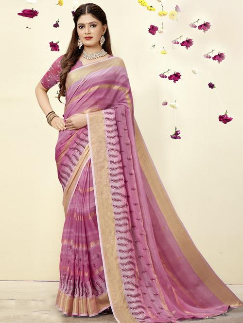 women's embroidered saree with blouse - 19496956 - Very Small Image - 1