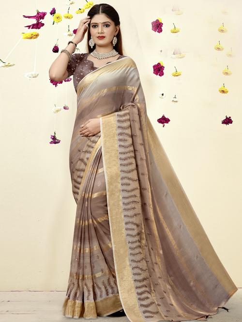 women's embroidered saree - 19496958 - Very Small Image - 1