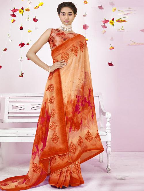 florals printed saree - 19496963 - Very Small Image - 1
