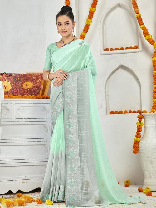 florals printed saree - 19496982 - Very Small Image - 1