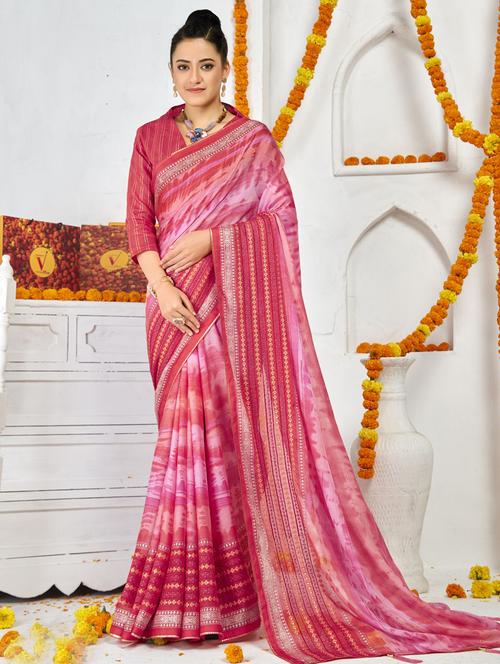 self design printed saree with blouse - 19496983 - Very Small Image - 1