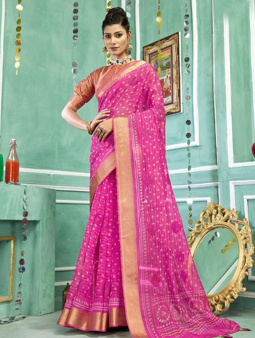 florals printed saree with blouse - 19497011 - Very Small Image - 1