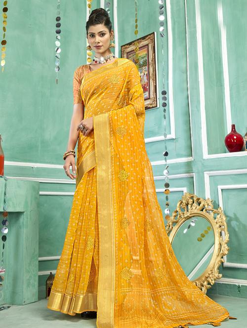 florals printed saree with blouse - 19497012 - Very Small Image - 1