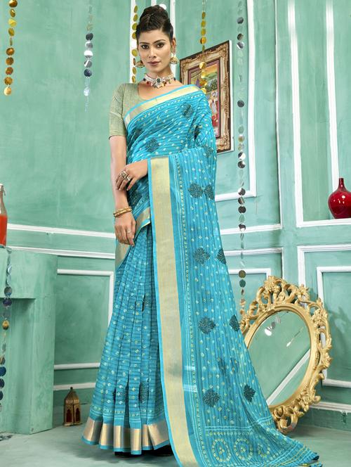 florals printed saree - 19497014 - Very Small Image - 1