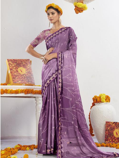 florals printed saree with blouse - 19497021 - Very Small Image - 1