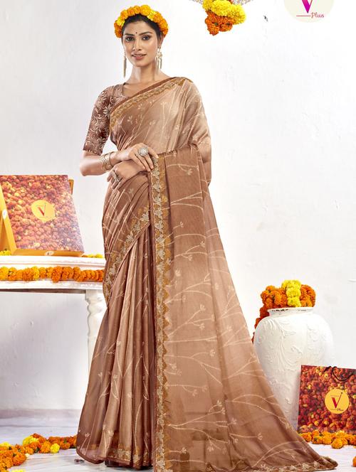florals printed saree with blouse - 19497022 - Very Small Image - 1