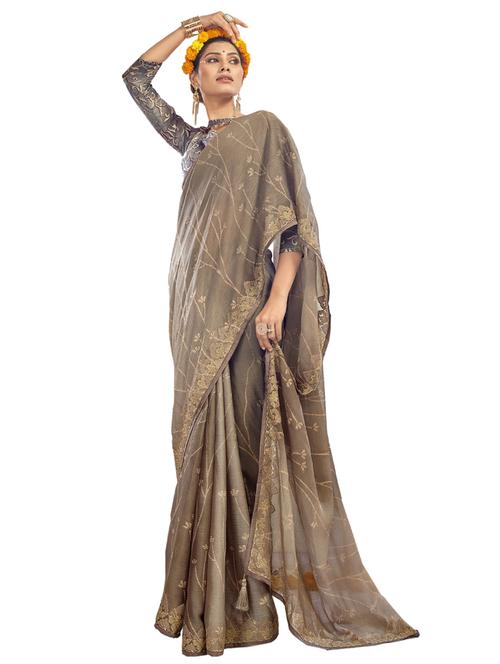 florals printed saree with blouse - 19497023 - Very Small Image - 1