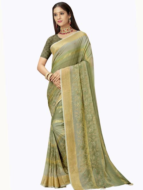 self design printed saree with blouse - 19497040 - Very Small Image - 1