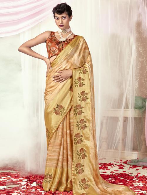 florals printed saree with blouse - 19497052 - Very Small Image - 1