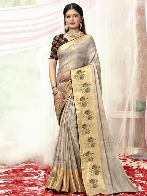 florals printed saree - 19497054 - Very Small Image - 1
