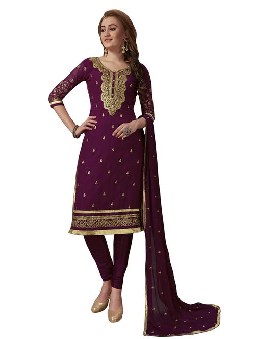 embroidered unstitched churidaar suit set - 19497230 - Very Small Image - 1