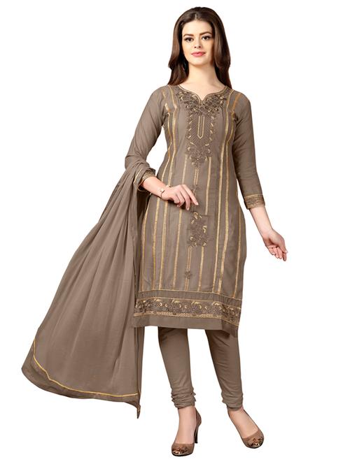 embroidered unstitched churidaar suit set - 19497249 - Very Small Image - 1