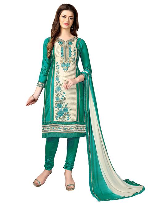 embroidered unstitched churidaar suit set - 19497252 - Very Small Image - 1