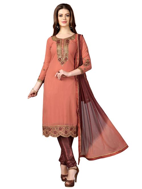 embroidered unstitched churidaar suit set - 19497257 - Very Small Image - 1