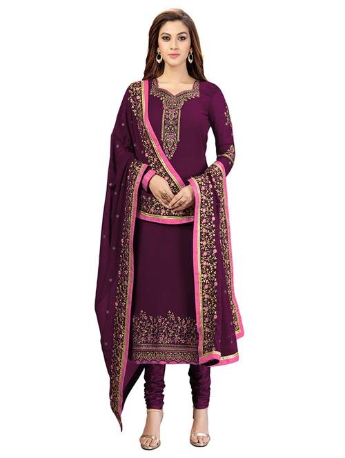 embroidered unstitched churidaar suit set - 19497268 - Very Small Image - 1