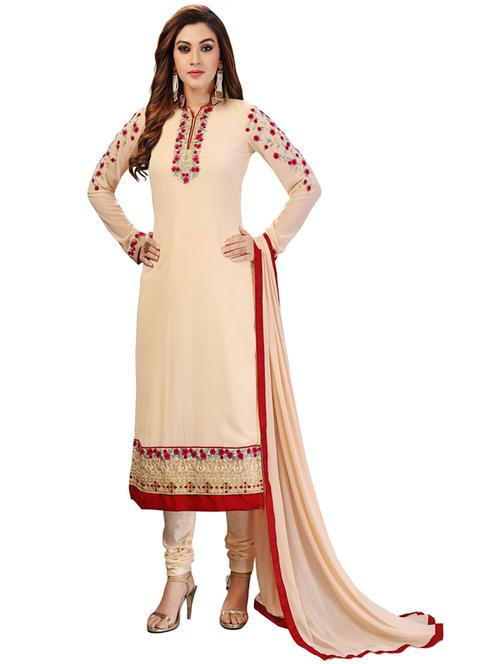 embroidered unstitched churidaar suit set - 19497282 - Very Small Image - 1