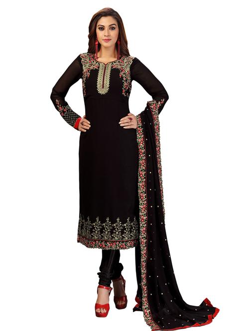 embroidered unstitched churidaar suit set - 19497287 - Very Small Image - 1