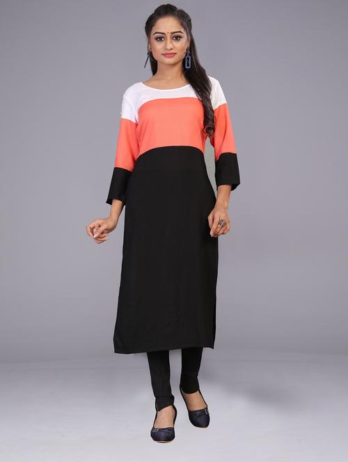 color block straight kurta - 19497533 - Very Small Image - 1