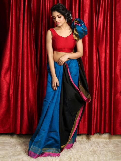 self design woven saree with blouse - 19497728 - Very Small Image - 1