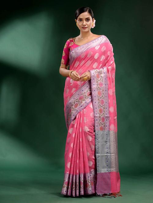 self design woven saree with blouse - 19497832 - Very Small Image - 1
