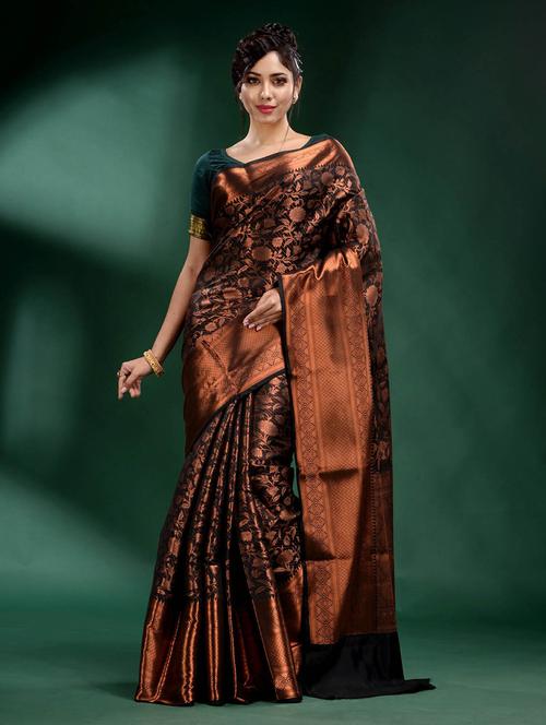 self design woven saree with blouse - 19497858 - Very Small Image - 1