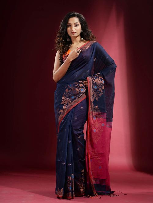 self design woven saree with blouse - 19498040 - Very Small Image - 1