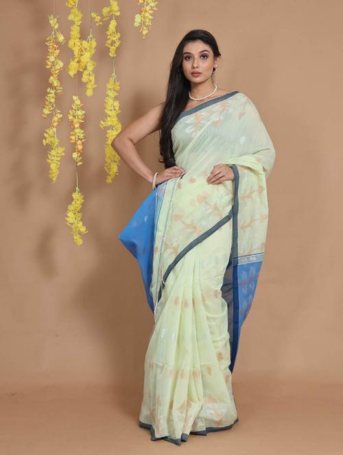 light green self design woven saree with blouse - 19498222 - Very Small Image - 1