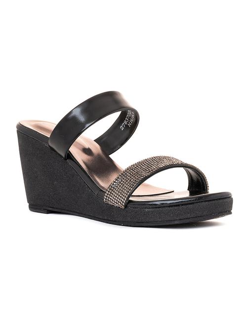 black synthetic slip on sandals - 19500711 - Very Small Image - 1