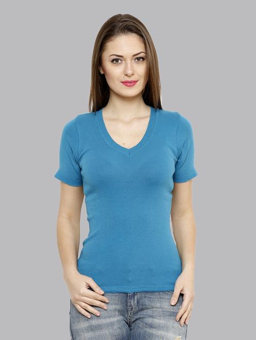 women's straight v neck top - 19501088 - Very Small Image - 1