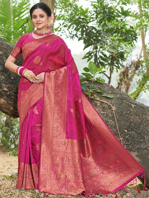 women's self design pink colored saree - 19501676 - Very Small Image - 1