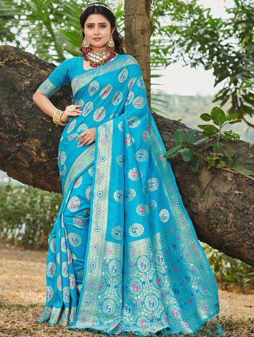 women's banarasi saree - 19501698 - Very Small Image - 1