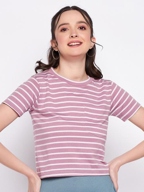 stripes cotton crop top - 19503752 - Very Small Image - 1