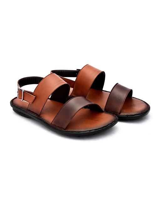tan leatherette slip on sandals - 19503928 - Very Small Image - 1
