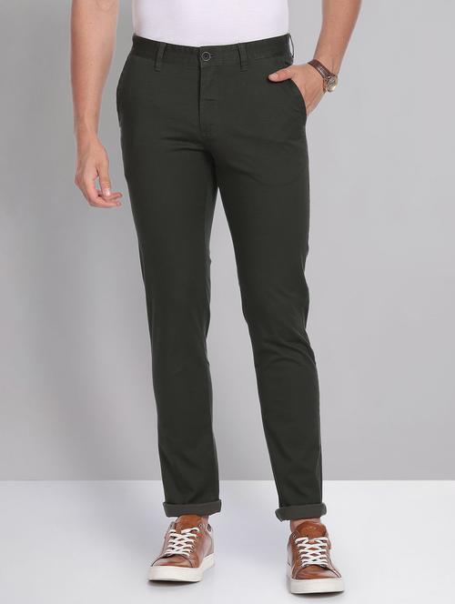 men mid rise self design chinos - 19504078 - Very Small Image - 1